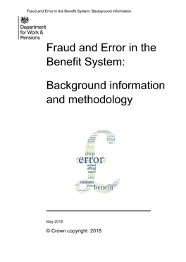 Fraud and Error in the Benefit System: Background Information