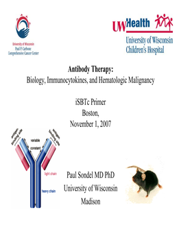Paul Sondel MD Phd University of Wisconsin Madison Antibody Therapy