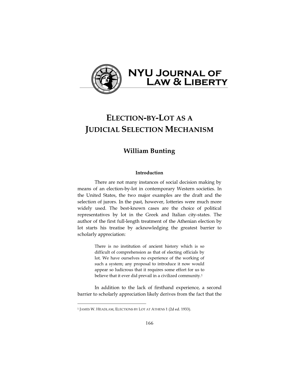 Election-By-Lot As a Judicial Selection Mechanism