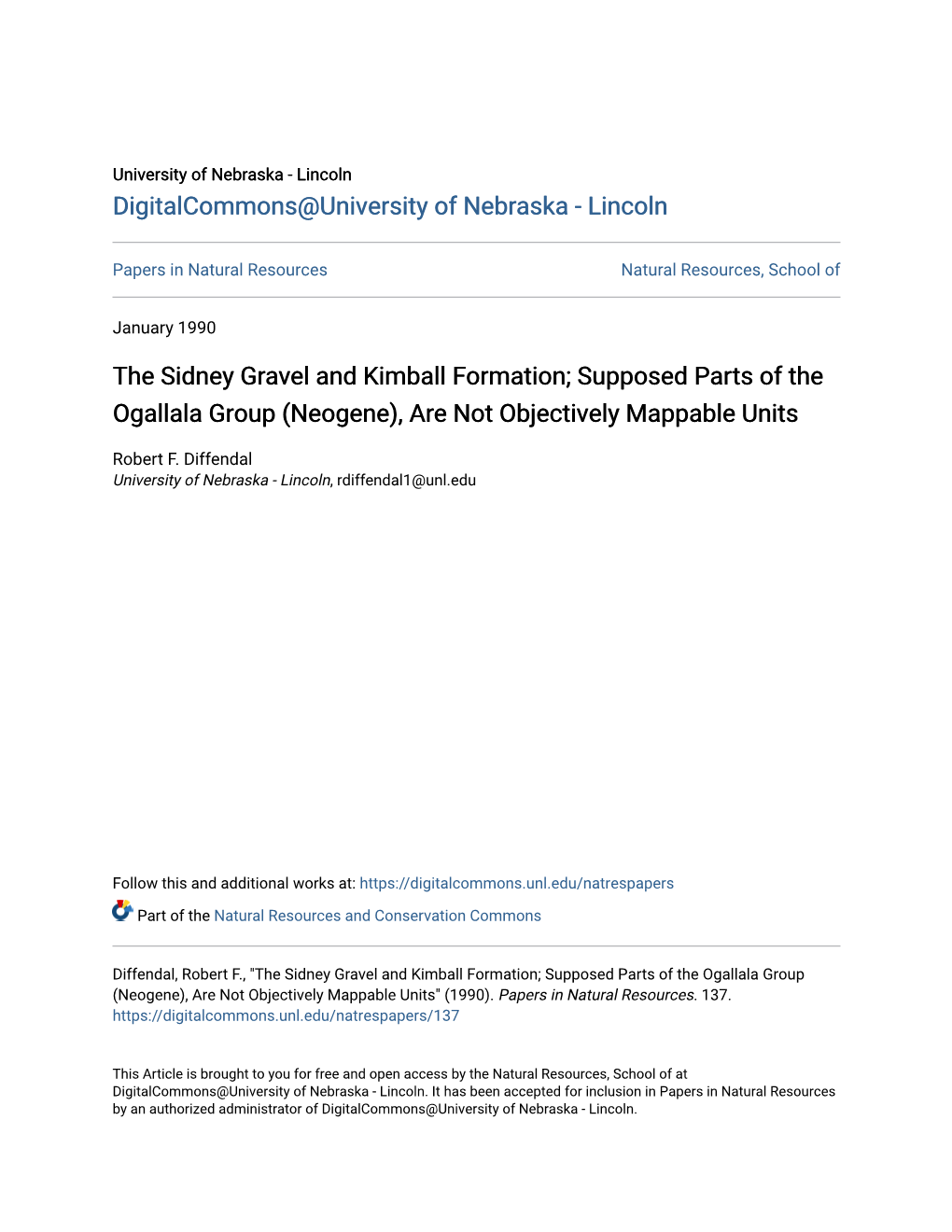 The Sidney Gravel and Kimball Formation; Supposed Parts of the Ogallala Group (Neogene), Are Not Objectively Mappable Units