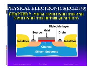 Chapter 9 –Metal Semiconductor and Semiconductor Heterohetero-Junctions-Junctions