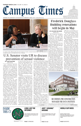 U.S. Senator Visits UR to Discuss Prevention of Sexual Violence