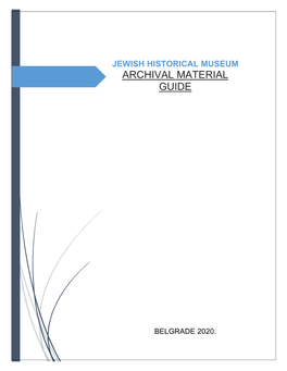 Jewish Historical Museum Archival Material Guide