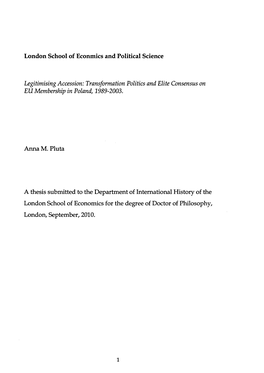 London School of Econmics and Political Science Anna M. Pluta A