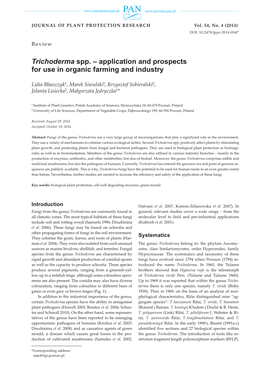 Trichoderma Spp. – Application and Prospects for Use in Organic Farming and Industry