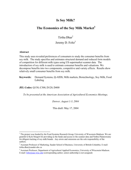 The Economics of the Soy Milk Market1