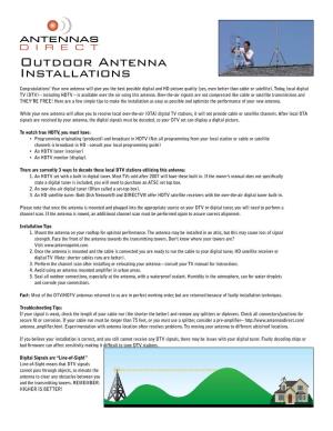 Outdoor Antenna Installations