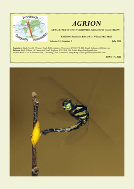 Agrion Newsletter of the Worldwide Dragonfly Association