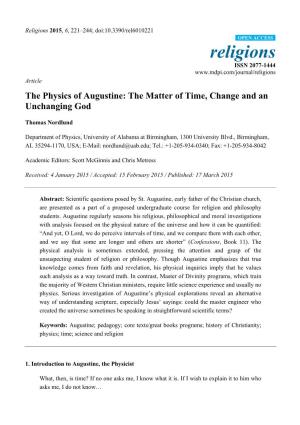 The Physics of Augustine: the Matter of Time, Change and an Unchanging God