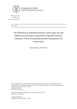 Sex Differences in Population Genetics, Home Range Size and Habitat Use