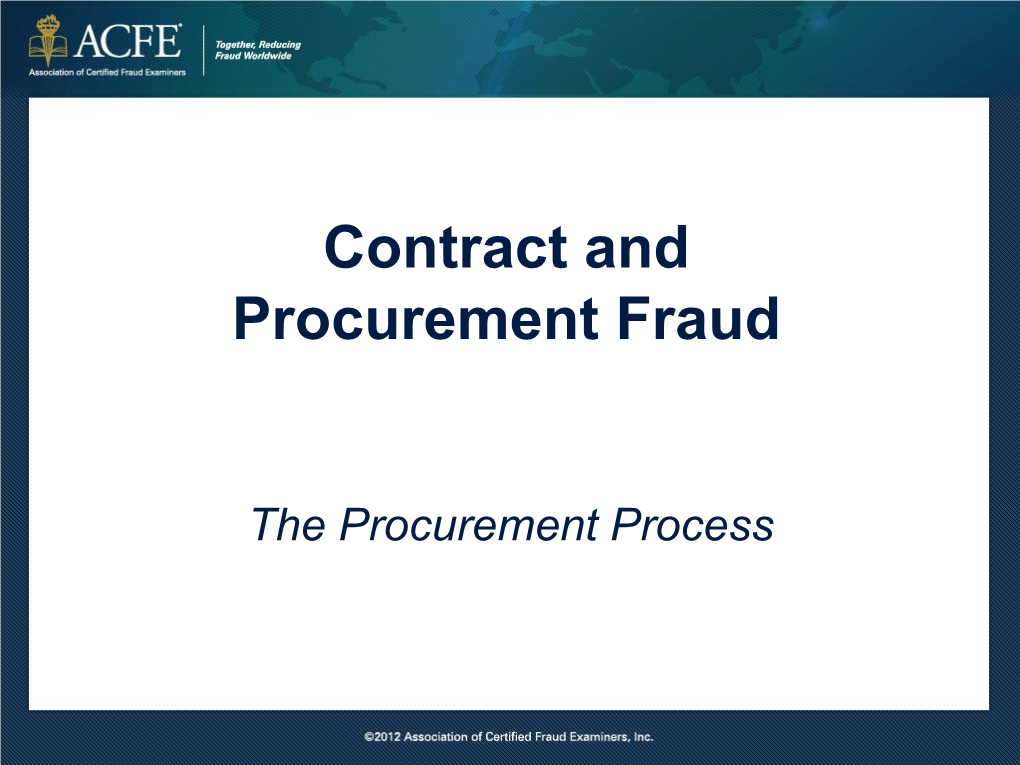 Contract and Procurement Fraud