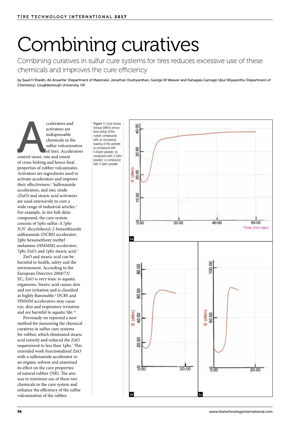 Combining Curatives Combining Curatives in Sulfur Cure Systems for Tires Reduces Excessive Use of These Chemicals and Improves the Cure Efficiency