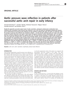 Aortic Pressure Wave Reflection in Patients After Successful Aortic Arch