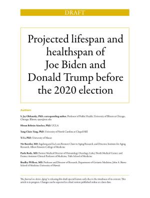 Projected Lifespan and Healthspan of Joe Biden and Donald Trump Before the 2020 Election