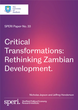 Critical Transformations: Rethinking Zambian Development
