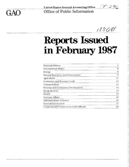 Reports Issued in February 1987