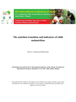 The Nutrition Transition and Indicators of Child Malnutrition