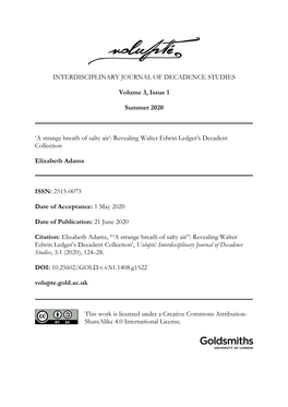 INTERDISCIPLINARY JOURNAL of DECADENCE STUDIES Volume 3