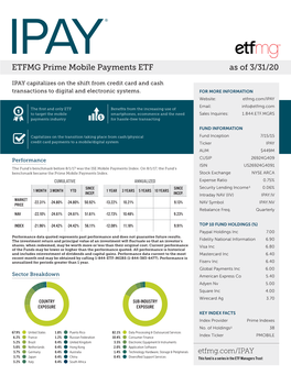 ETFMG Prime Mobile Payments ETF As of 3/31/20