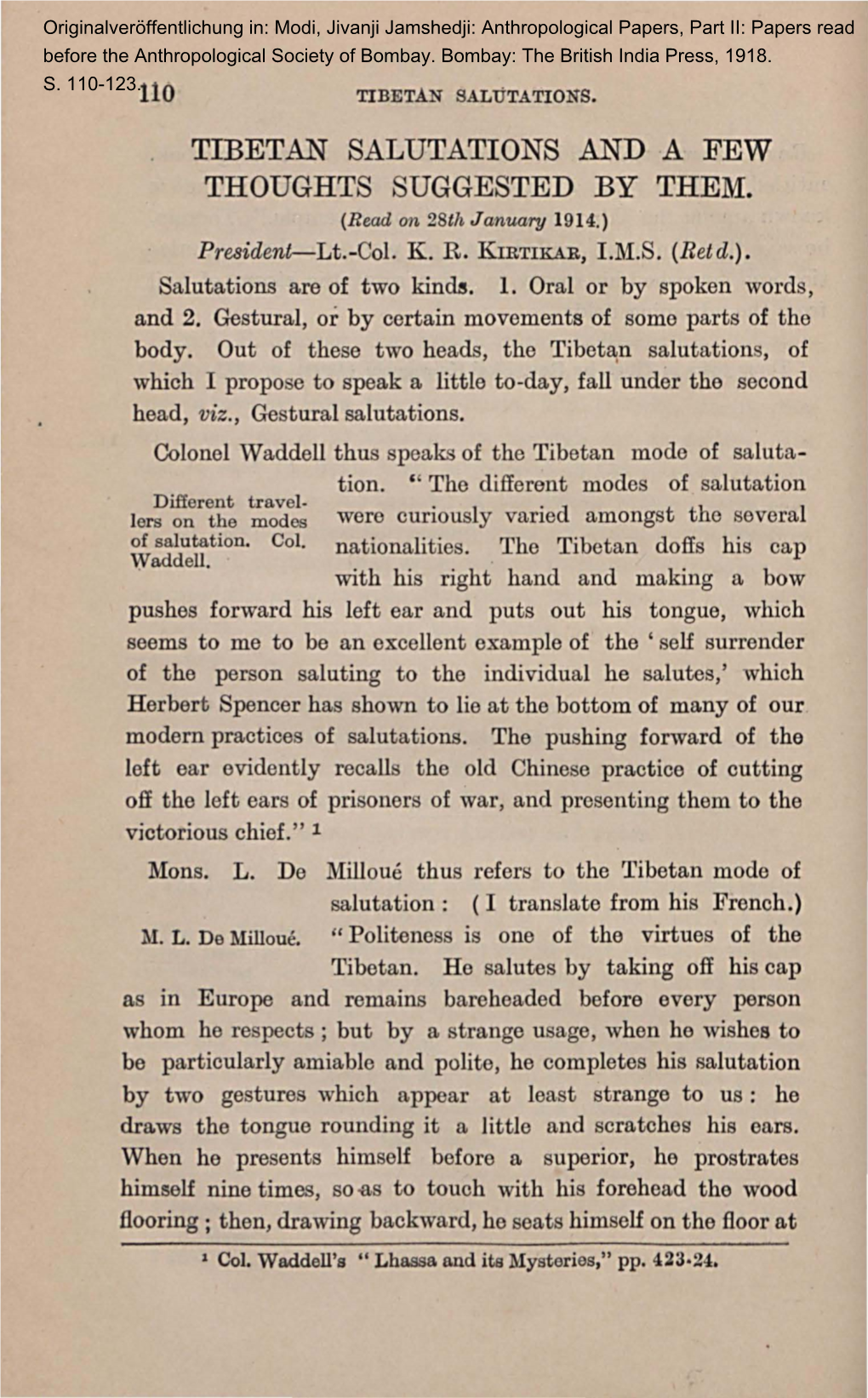 Tibetan Salutations and a Few Thoughts Suggested by Them