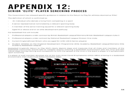 Appendix 12: Senior ‘Elite’ Player Screening Process