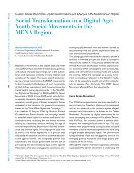 Youth Social Movements in the MENA Region