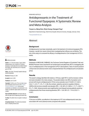 Antidepressants in the Treatment of Functional Dyspepsia: a Systematic Review and Meta-Analysis