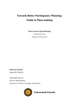 Towards Better Participatory Planning: Guide to Place-Making