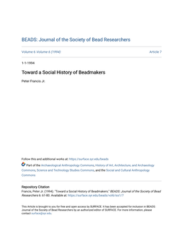 Toward a Social History of Beadmakers