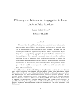 Efficiency and Information Aggregation in Large Uniform-Price