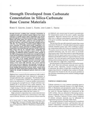 Strength Developed from Carbonate Cementation in Silica-Carbonate Base Course Materials