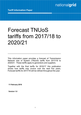 Tariff Information Paper