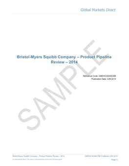 Bristol-Myers Squibb Company – Product Pipeline Review – 2014