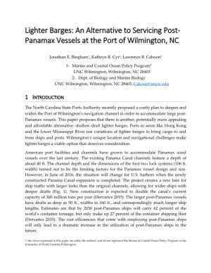 Lighter Barges: an Alternative to Servicing Post- Panamax Vessels at the Port of Wilmington, NC