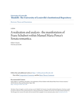 A Realization and Analysis : the Manifestation of Franz Schubert Within Manuel Maria Ponce's Sonata Romantica. Parker S