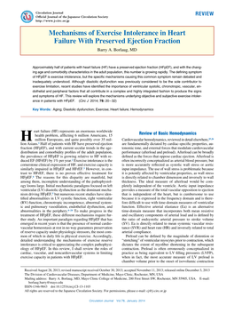 Mechanisms of Exercise Intolerance in Heart Failure with Preserved Ejection Fraction Barry A