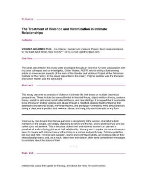 The Treatment of Violence and Victimization in Intimate Relationships