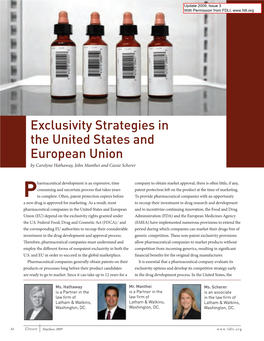Exclusivity Strategies in the United States and European Union by Carolyne Hathaway, John Manthei and Cassie Scherer