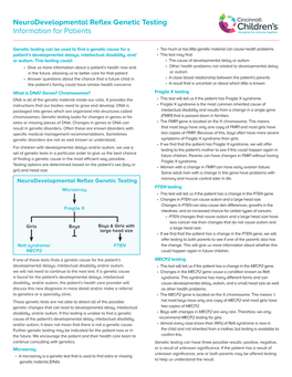 Neurodevelopmental Reflex Genetic Testing Information for Patients