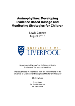 Aminophylline: Developing Evidence Based Dosage and Monitoring Strategies for Children