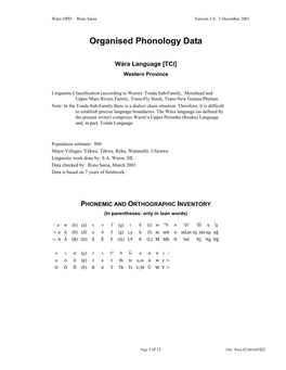 Organised Phonology Data