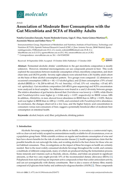 Association of Moderate Beer Consumption with the Gut Microbiota and SCFA of Healthy Adults