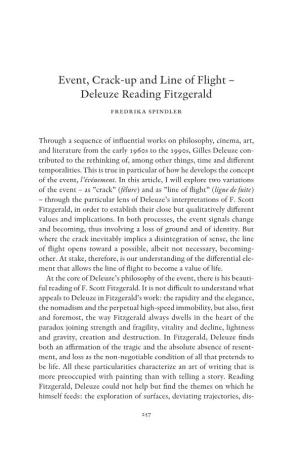 Event, Crack-Up and Line of Flight – Deleuze Reading Fitzgerald Fredrika Spindler