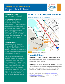 BART Oakland Airport Connector Fact Sheet