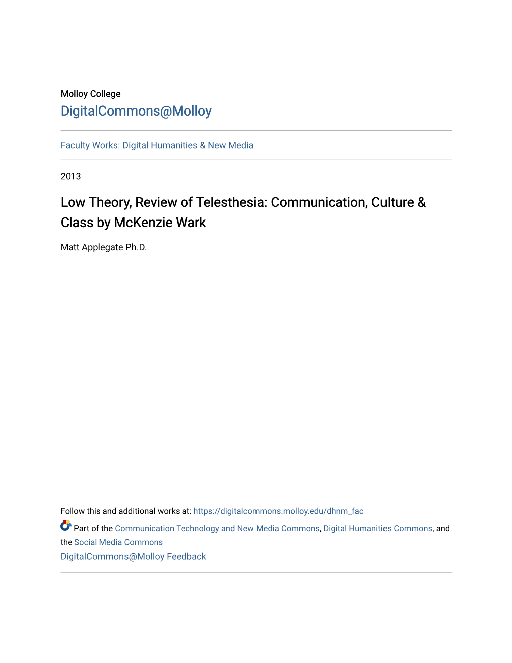 Communication, Culture & Class by Mckenzie Wark