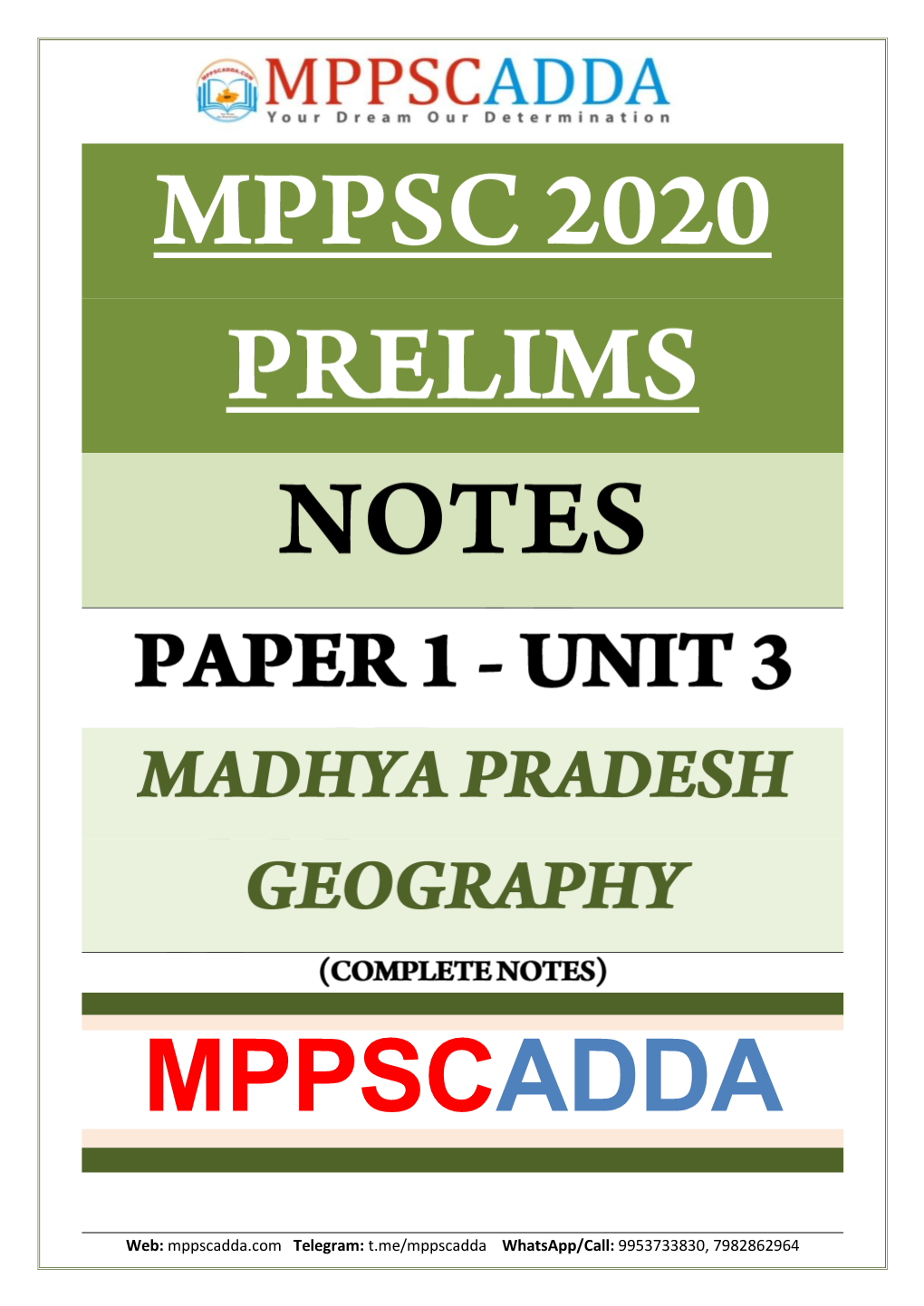 Madhya Pradesh: Geography Contents