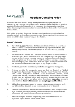Freedom Camping Policy