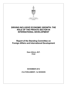 Driving Inclusive Economic Growth: the Role of the Private Sector In