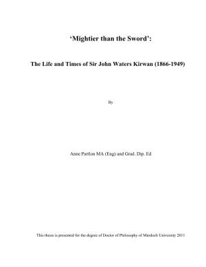 The Life and Times of Sir John Waters Kirwan (1866-1949)