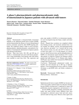 A Phase I, Pharmacokinetic and Pharmacodynamic Study of Nimotuzumab in Japanese Patients with Advanced Solid Tumors